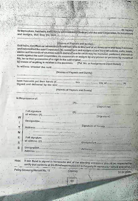 LIC policy bond lost - Format for Affidavit - How to submit <a href=