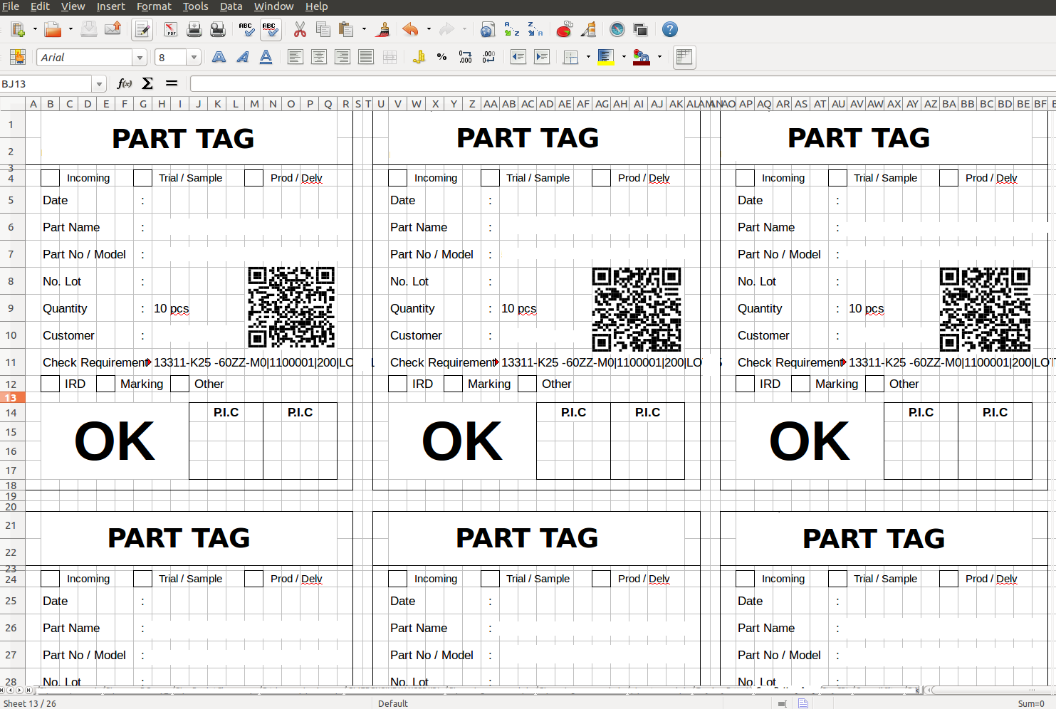 Cara Membuat Atau Menambahkan Qr Code Pada Part Tag Produk Jadi Qc Di Excel Dan Libre Office