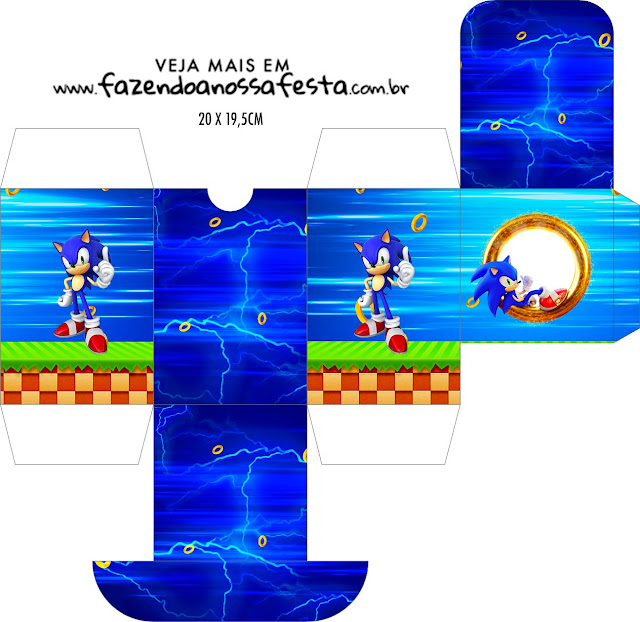 Fiesta de Sonic: Cajas para Imprimir Gratis.