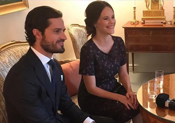 Princess Sofia Hellqvist and Prince Carl Philip met with author Caroline Engvall at Stockholm Royal Palace for Book Fair 2017