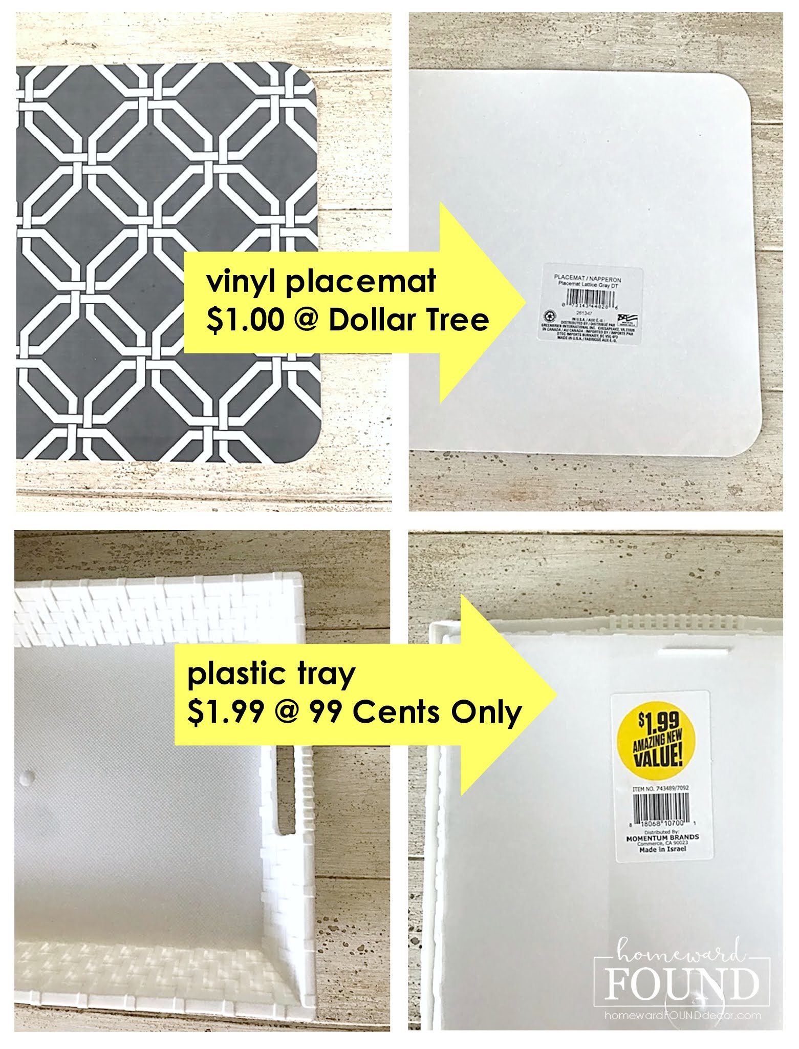 upgrade a serving tray with a dollar store placemat! homeward found decor