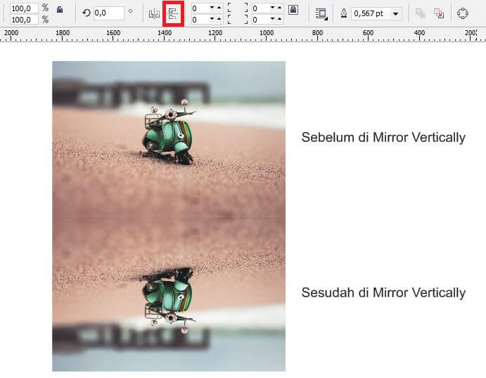 Fungsi Mirror Horizontally dan Vertically pada CorelDRAW Kumpulan