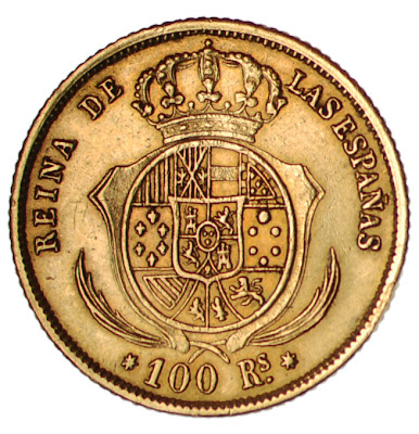 Spain 100 reales golden coin