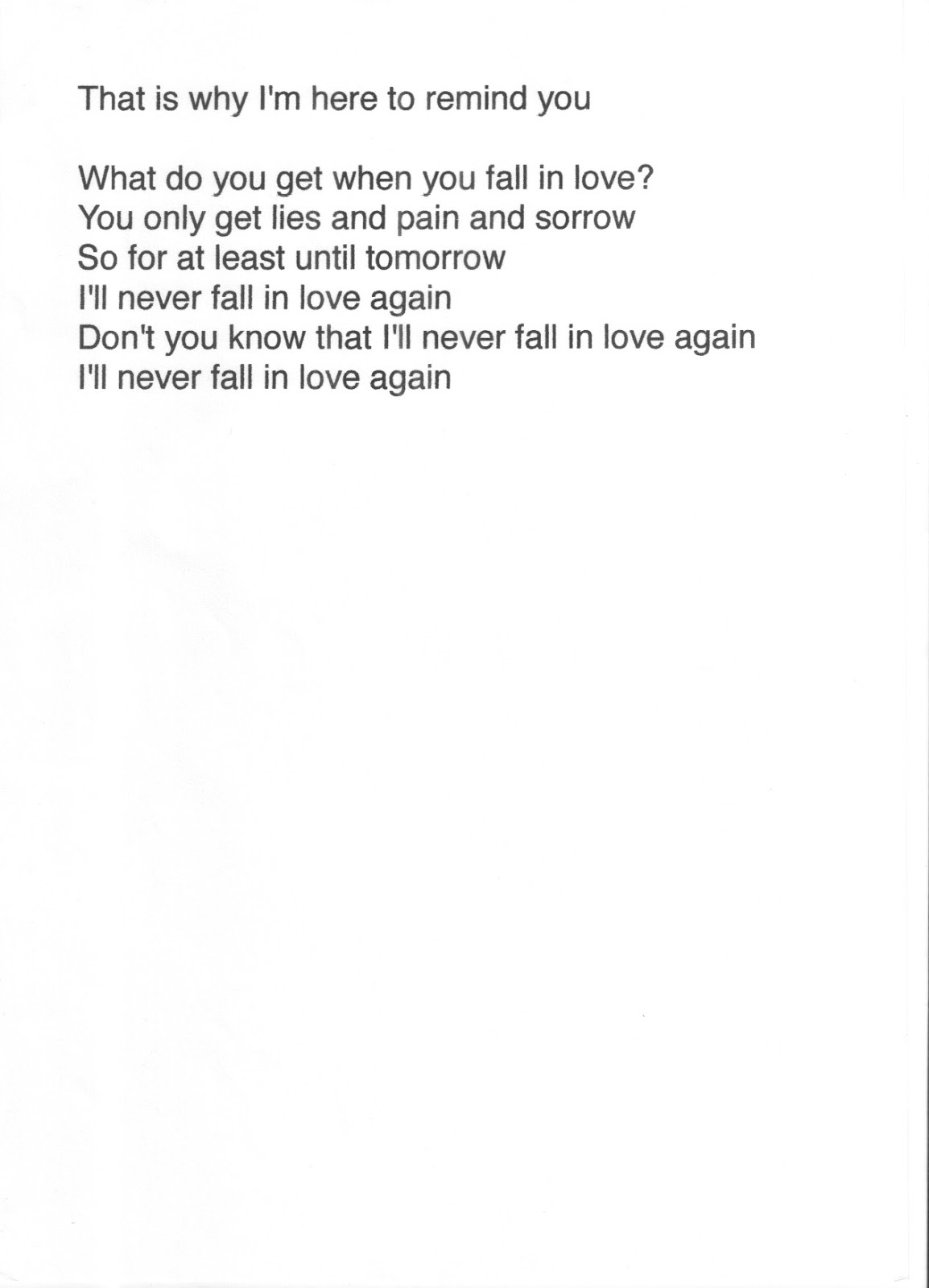 I'll Never Fall in Love AgainDionne WarwickChord&Lyrics I'll Never Fall in Love AgainDionne WarwickChord&Lyrics