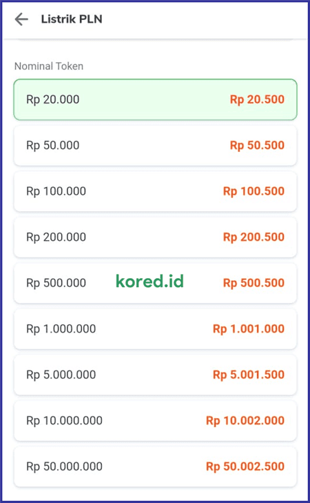 Harga Token PLN di Mitra Shopee