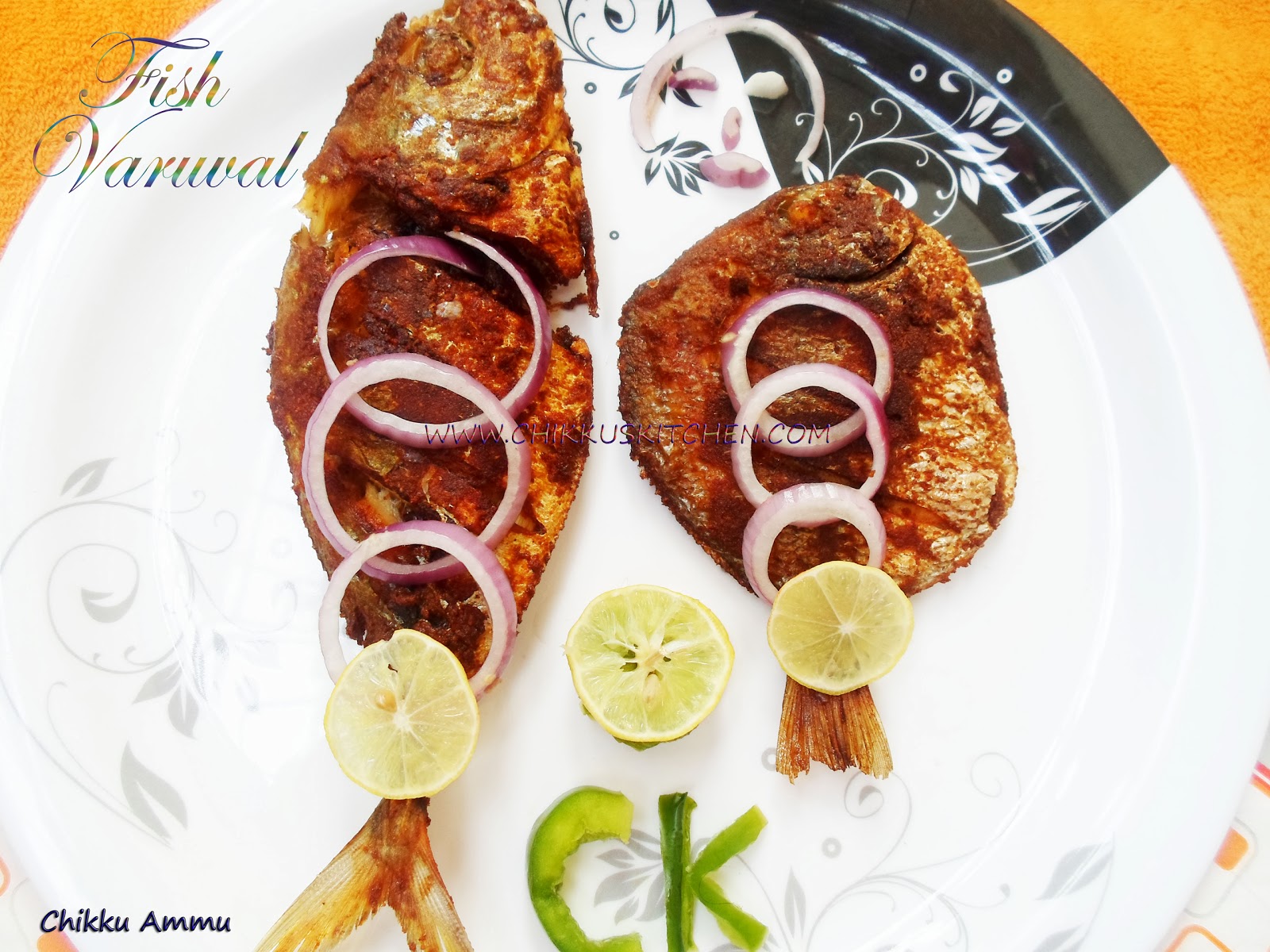 Chikkus Kitchen Fish Varuval Recipe / Whole fish Fry Recipe