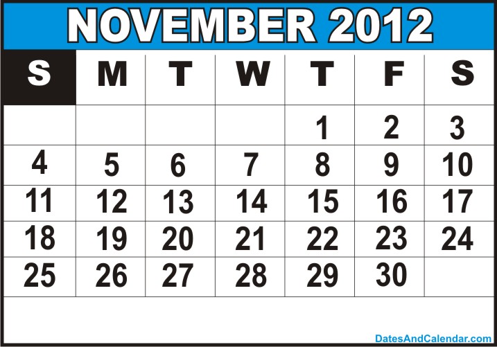 CALENDAR 2012 free printable calendar november 2012