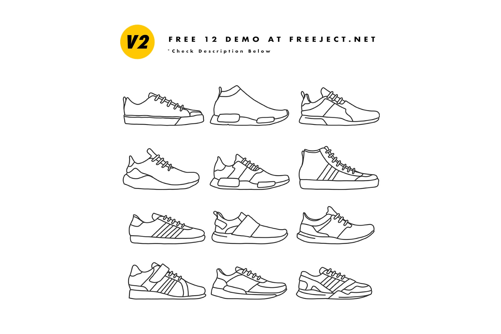 12 Shoes Vector Illustration V2 - Free Download DEMO version - EPS File