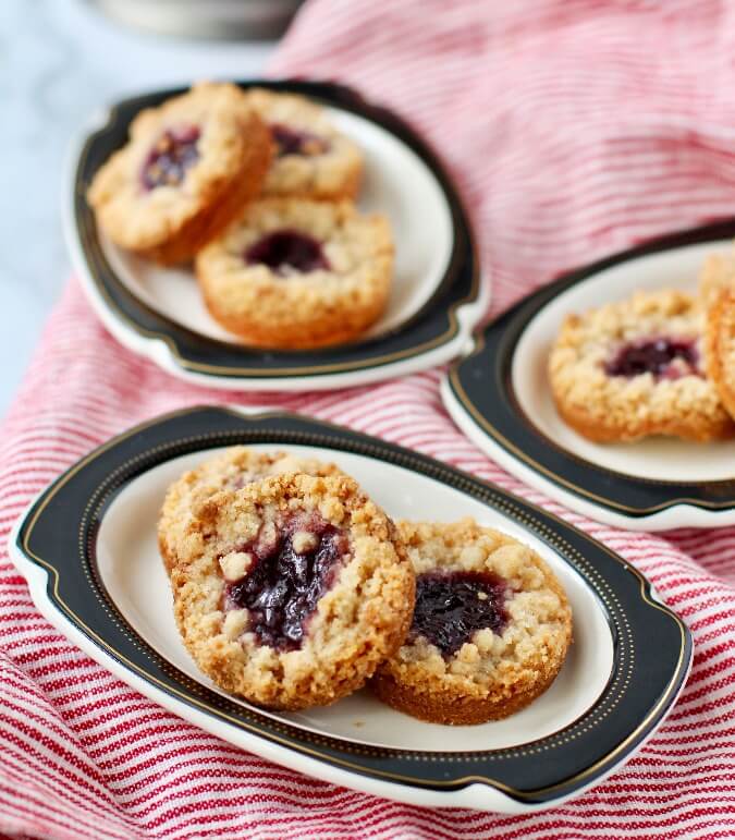 Shortbread Jam Cookies with a Streusel Topping Karen's Kitchen Stories