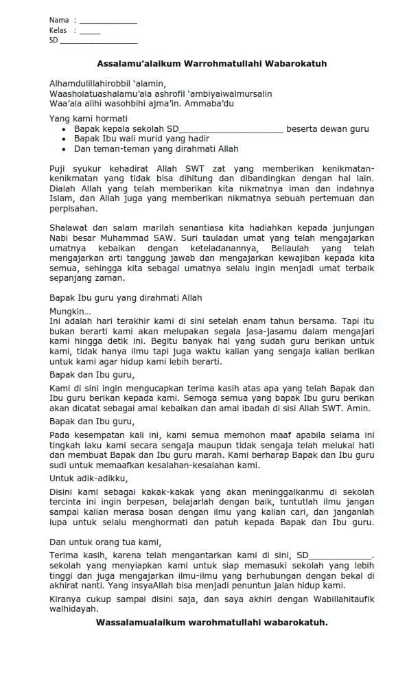 KOMIK &amp; KOMPUTER INFORMASI Contoh Tugas Pidato Perpisahan