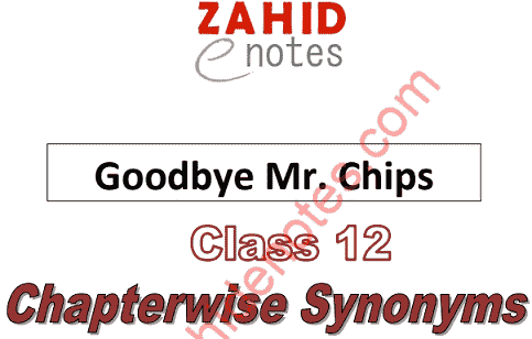 2nd year English Mr. Chips all chapters Synonyms MCQs solved