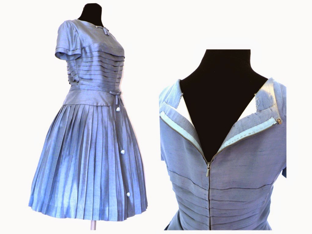 MeAndTheMajor Vestido plisado años 50 en seda salvaje