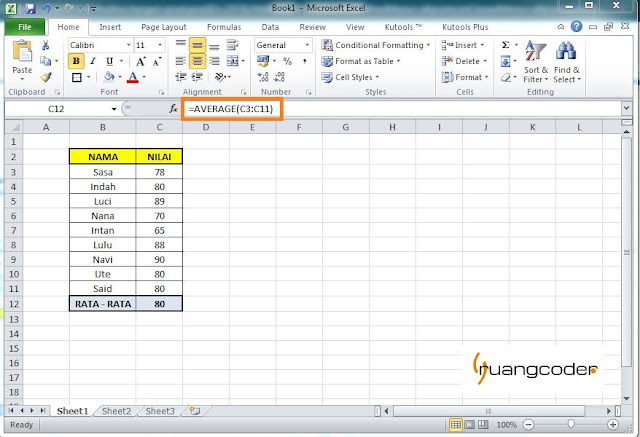Rumus AVERAGE Microsoft Excel Rumus AVERAGE Microsoft Excel