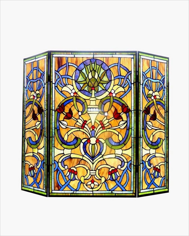√√ Stained Glass FIREPLACE Screen | Home Interior Exterior Decor
