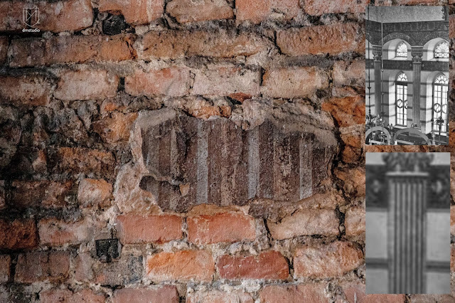 Ocalały fragment malowidła będący częścią kolumny namalowanej na południowej ścianie synagogi