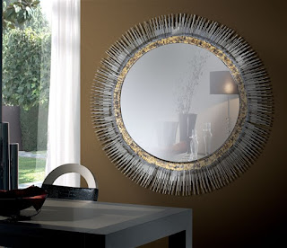 Espejo redondo marco metal oro plata