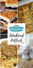 Weekend Potluck featured recipes include No-Bake Blueberry Yum Yum, Leftover Thanksgiving Crescent Casserole, Salisbury Steak, Snowball Cookies, and more. 