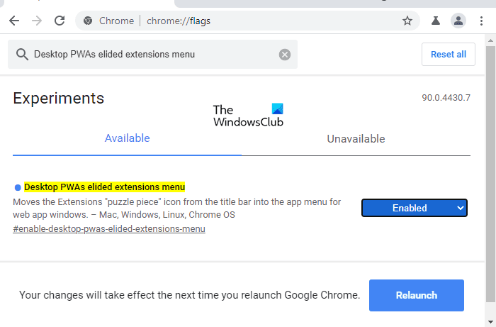 Как удалить значок головоломки из строки заголовка Chrome PWA для кнопки расширения
