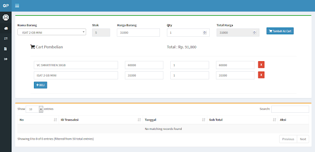 Source Code PHP Aplikasi POS Penjualan Konter dengan CI
