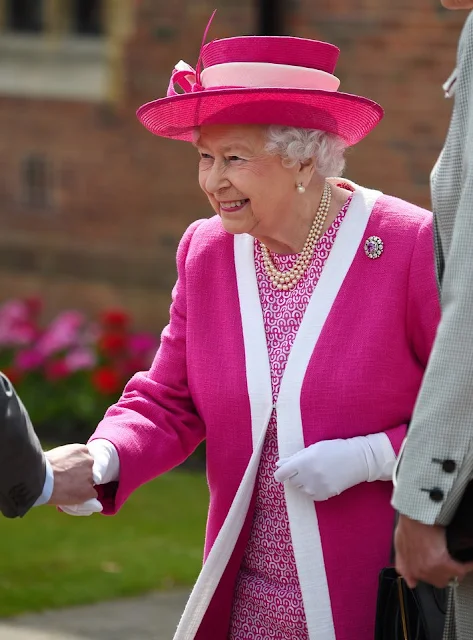 Queen Elizabeth II during her visit to Berkhamsted School as part of the school's 475th Anniversrary celebrations