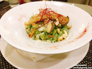 stewed rice with mushroom and green sauce