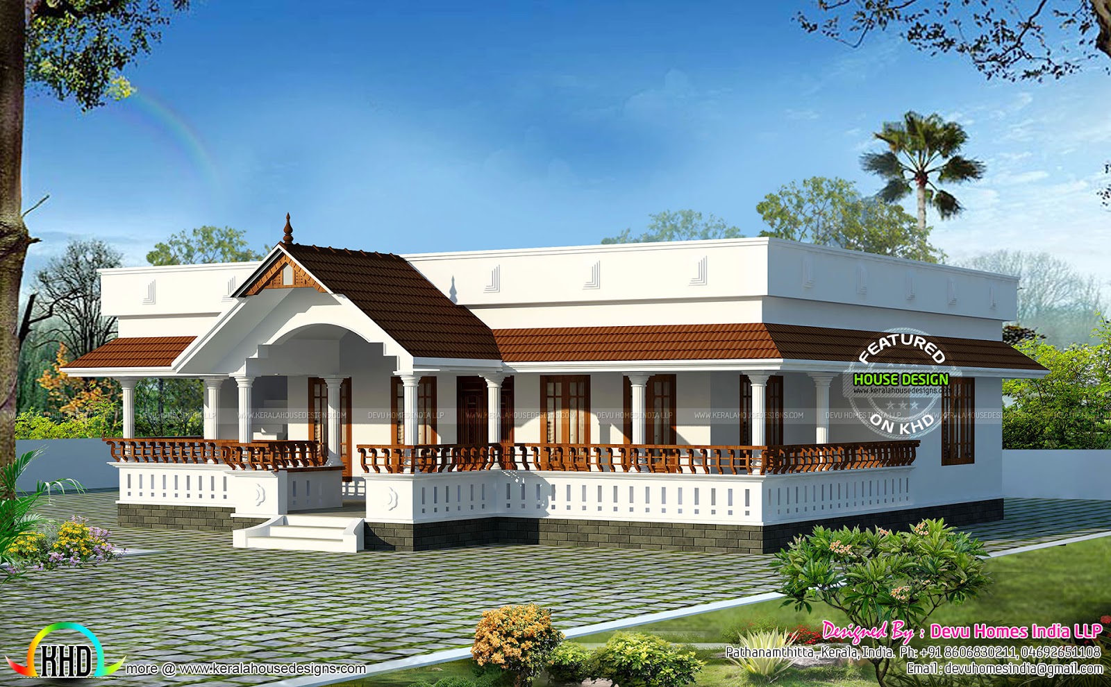 Traditional single floor home - Kerala home design and floor plans ...