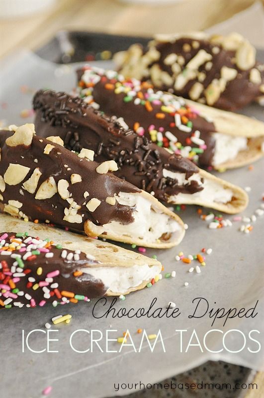 Chocolate Dipped Ice Cream Tacos simpledeleciousfoods