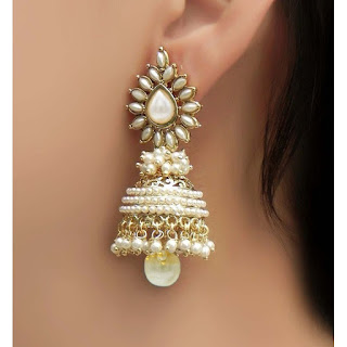 Indian Bridal Jhomki Gold And Pearl Fashion.