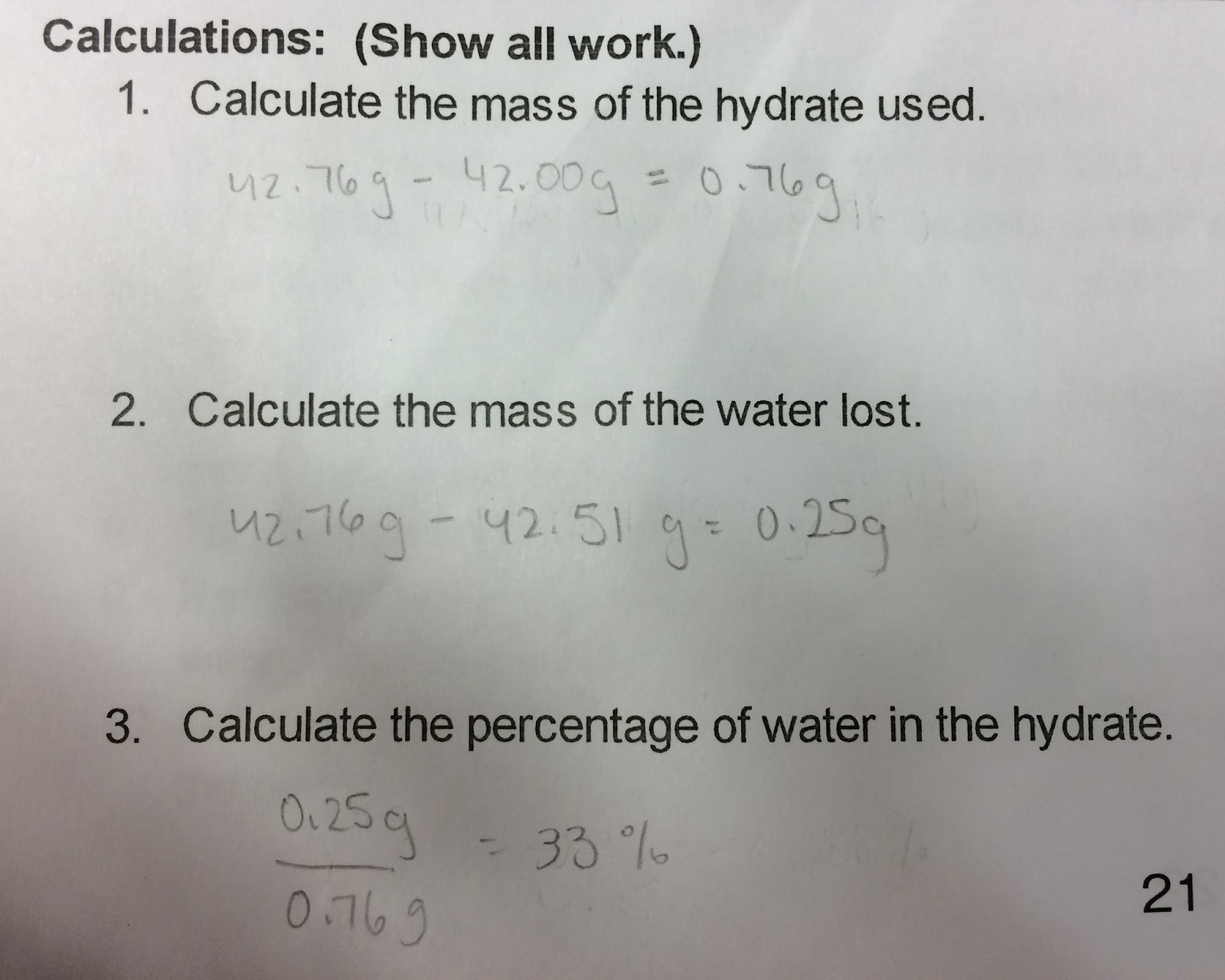 Megan's Chemistry Lab Blog Lab 5B Composition of a Copper Sulfate