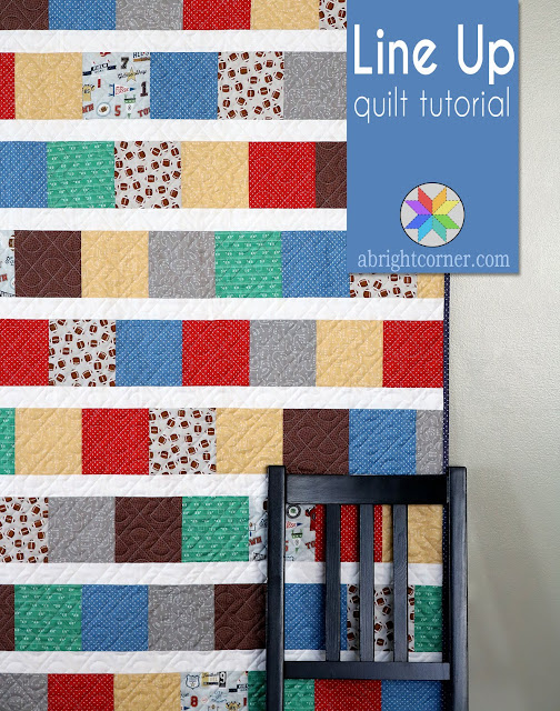 Line Up quilt tutorial by Andy of A Bright Corner - charm pack quilt or layer cake quilt tutorial