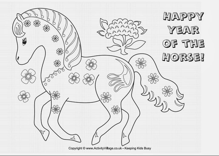 CNY chinese new year coloring pages year of the horse title=