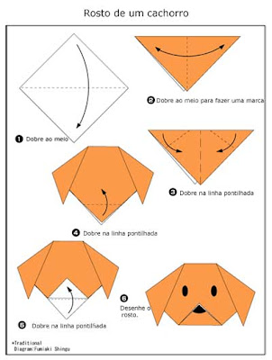 rosto cao2 - Como Fazer um Origami de Rosto de Cachorro