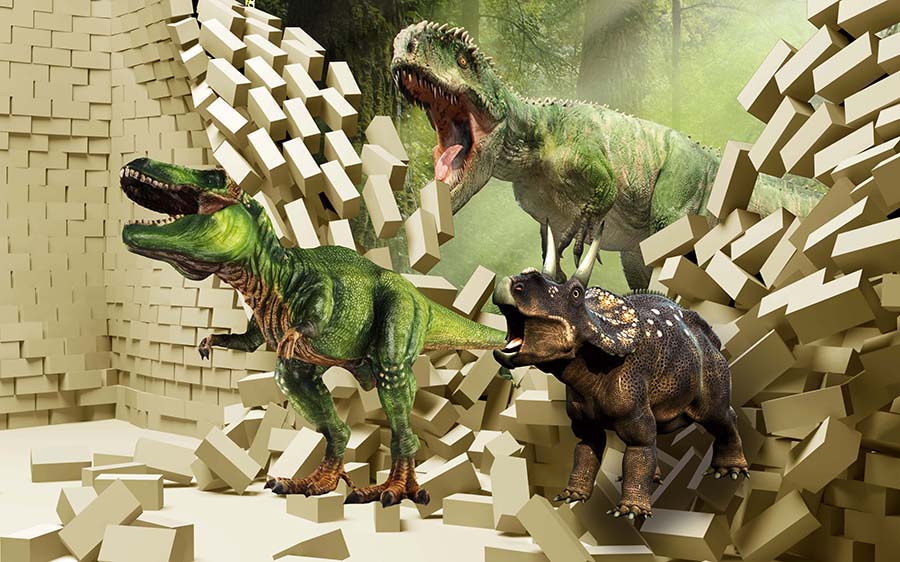 3D PSD Dinosaurs Wall Background