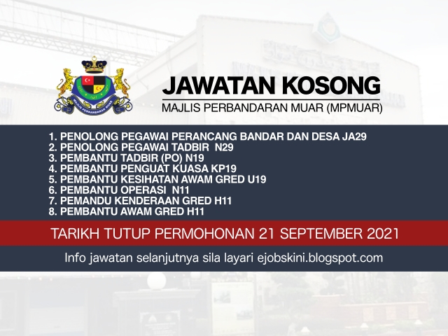 Jawatan Kosong Mpmuar September 2021