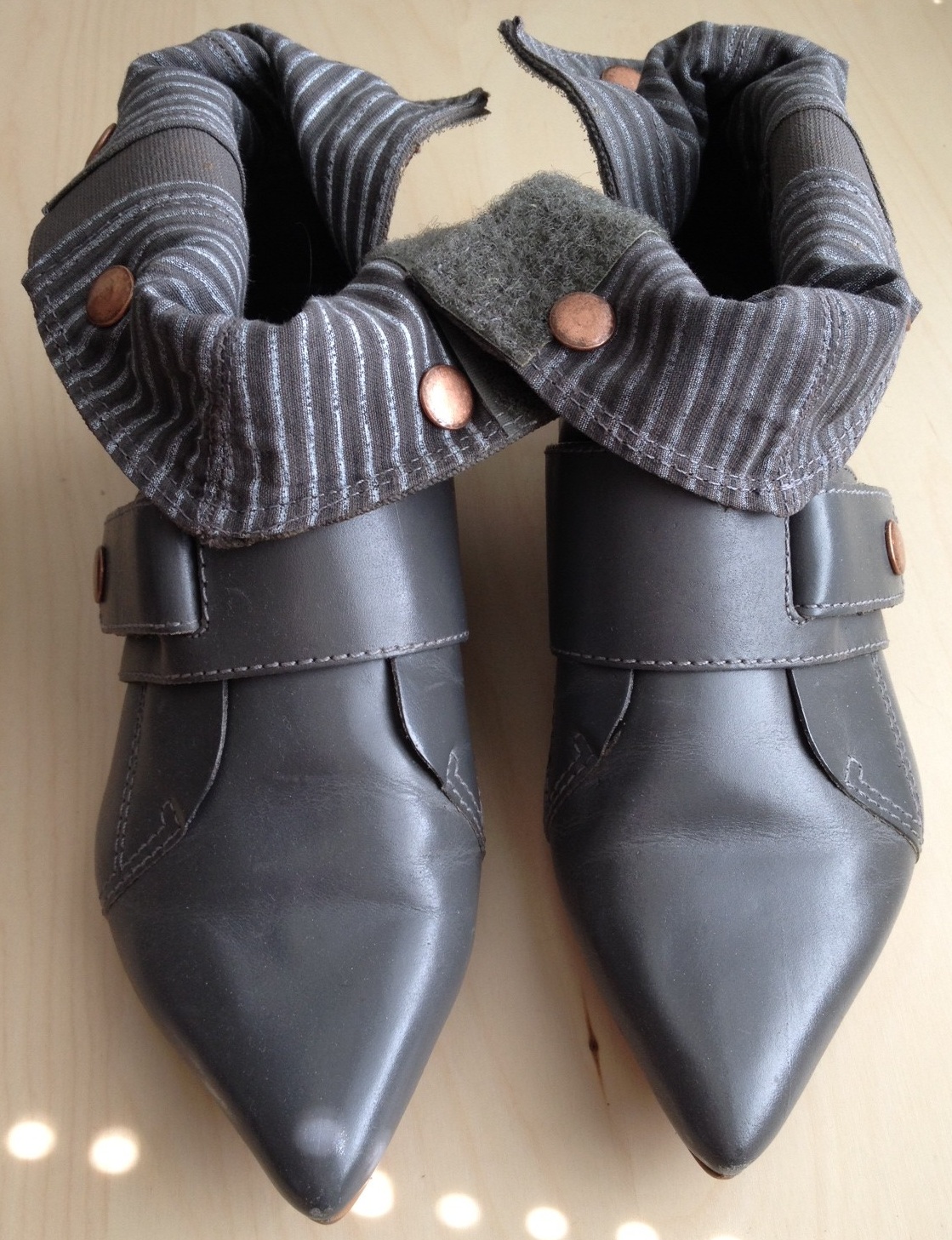 gray strappy booties