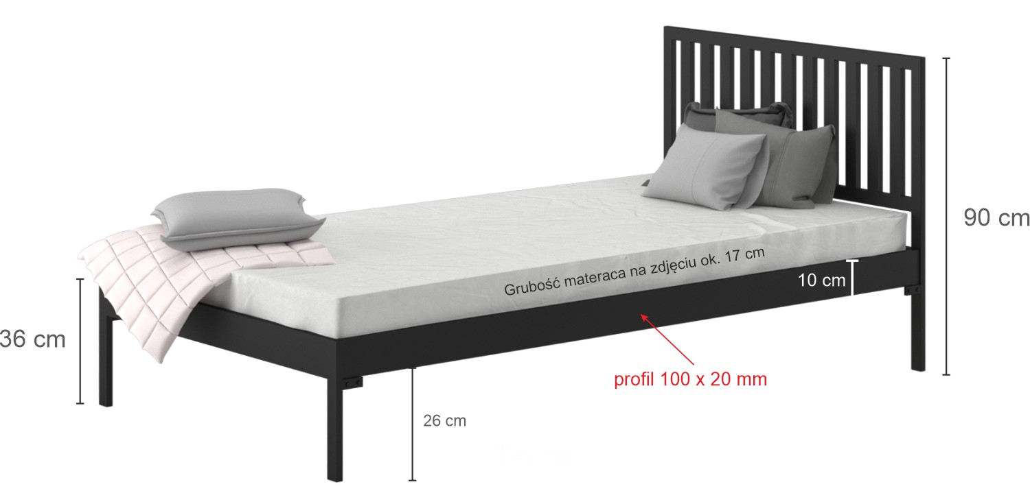 Łóżko metalowe Scandi II (wzór 34) szerokość 80-100 cm