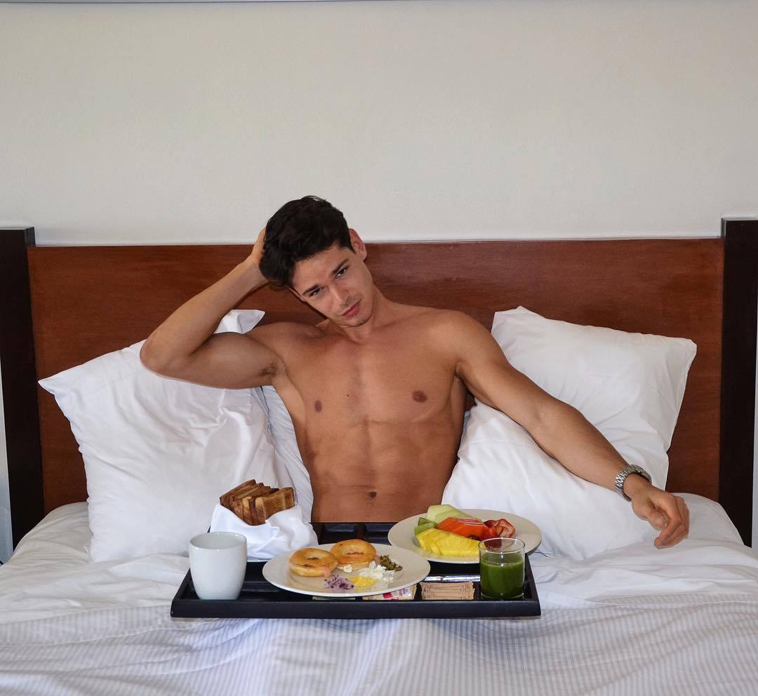 hotel-room-hot-shirtless-fit-guy-breakfast-service
