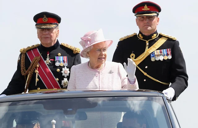 Queen Elizabeth Captain-General of the Royal Regiment of Artillery, visits the Royal Garrison Church after unveiling a foundation stone for the new chapel