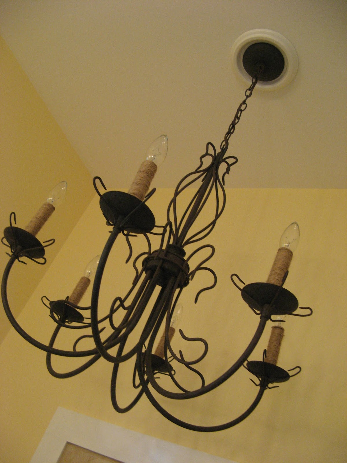 Susan Snyder CHANDELIER BROWN WITH TWINE CANDLESTICKS