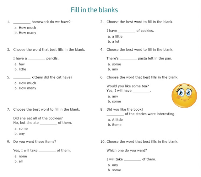 worksheets: Fill In The Blanks