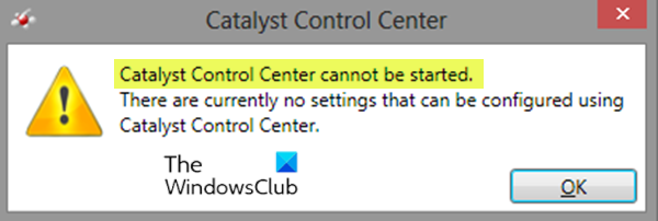 No se puede iniciar Catalyst Control Center