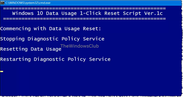 secuencia de comandos de uso de datos de Windows 10