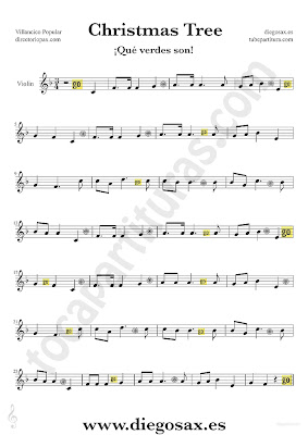Tubepartitura Qué verdes son partitura para Violín Partitura de Villancico de Navidad