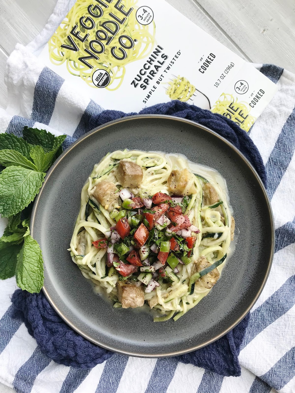 Fleur DeLectable Greek Garden Zucchini Spiral Salad with Shepherd’s