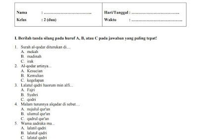 Soal Pat Ukk Kelas 2 Al Quran Hadits Tahun 2020 File Pembelajaran Kurikulum2013