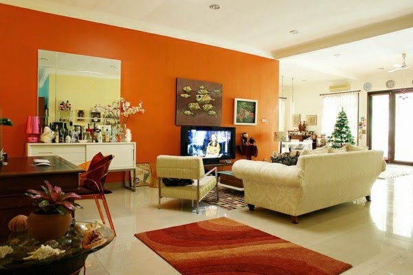 Modern orange color in the living room?