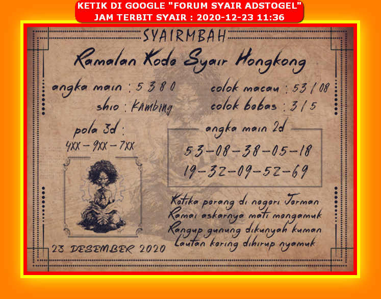 Syair Hk Rabu 23 Desember 2020 Royal Syair