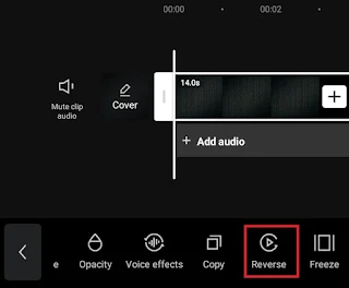 tap the reverse capcut menu