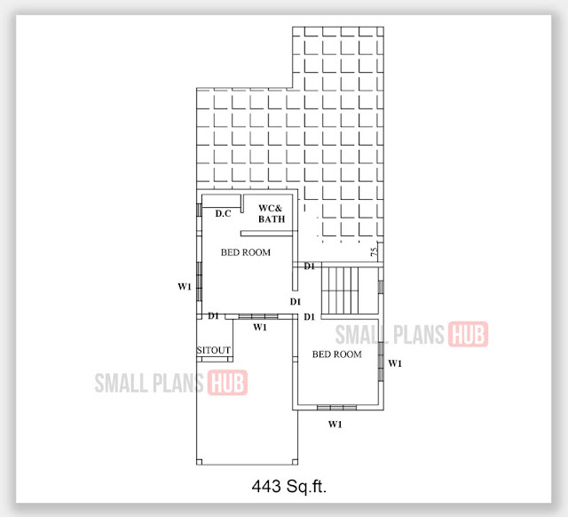 1604 Sq.ft. 4 Bedroom First Floor Plan and Elevation