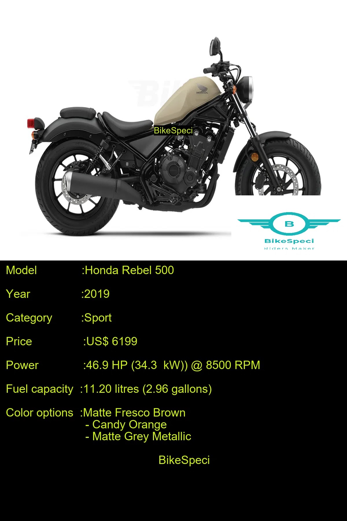 Honda Rebel 500 Price, Photos, Millage, Speed, Colours etc